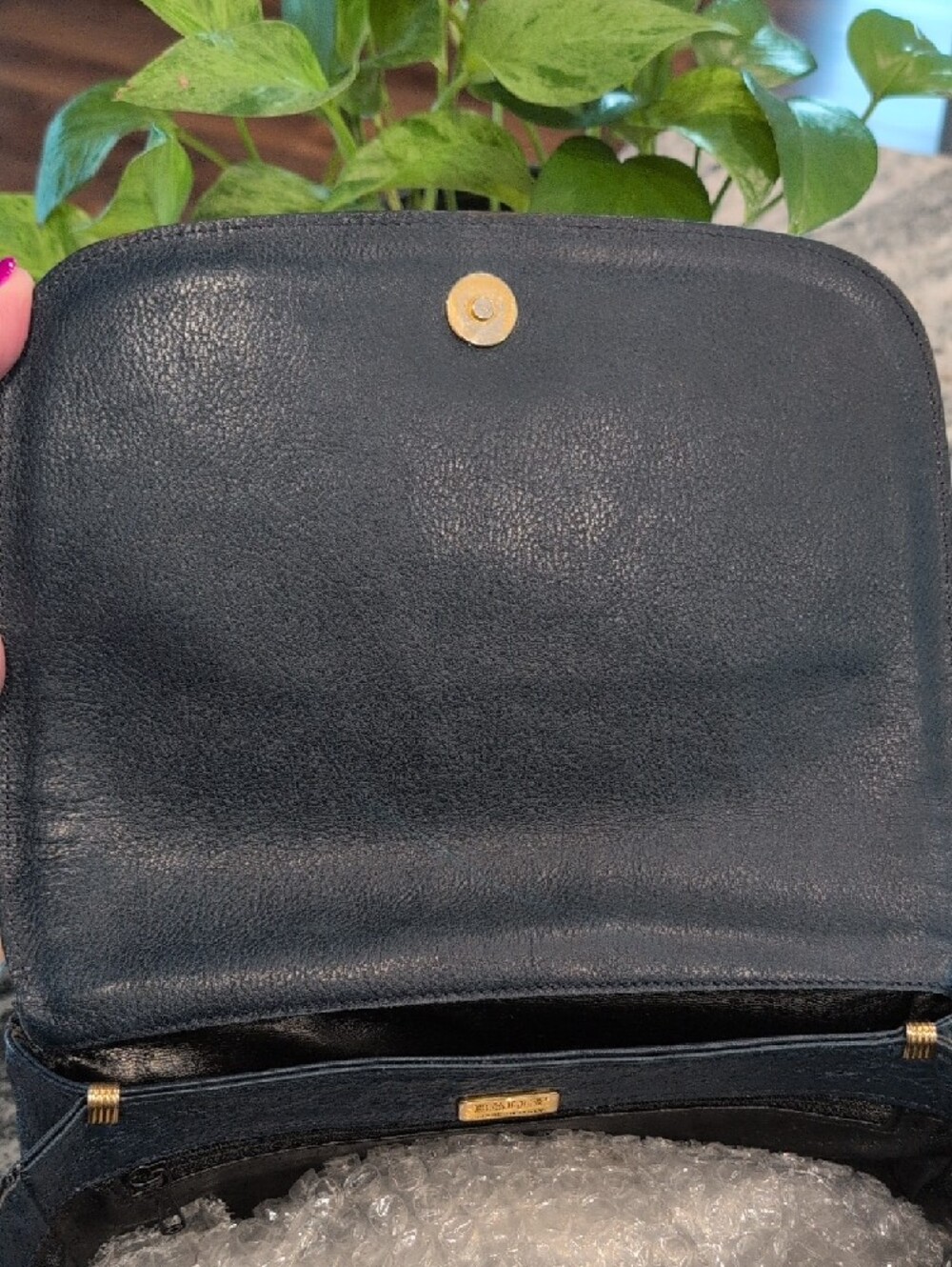 Bally All Leather Navy Crossbody Bag With Brown Trim & Strap - VINTAGE - Picture 6 of 9